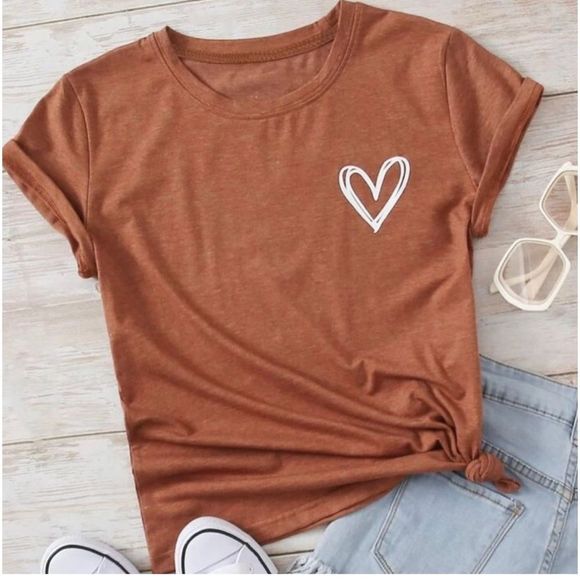 Private Label | Tops | New Sweetheartminimalist Rust Heartgraphic ...